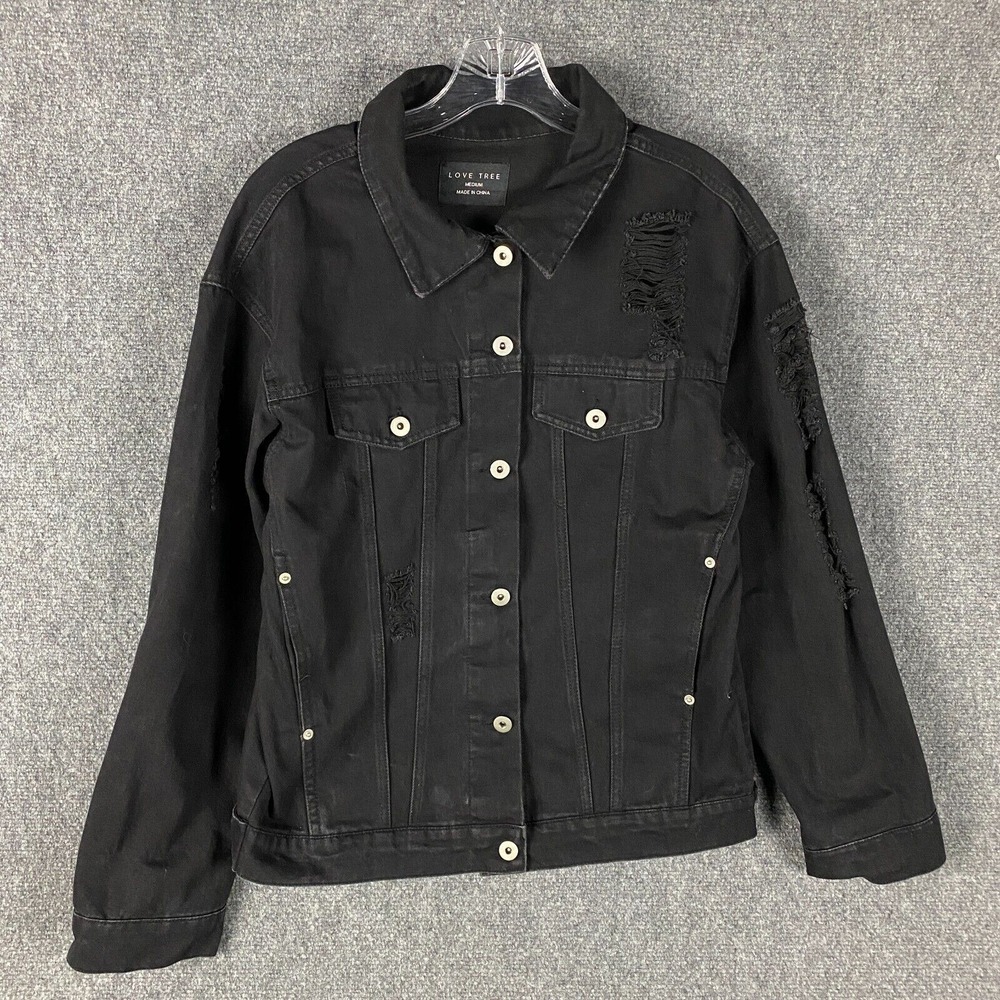 Love Tree Denim Jacket Women's Medium Black Cotton Blend Adults M - Picture 1 of 9